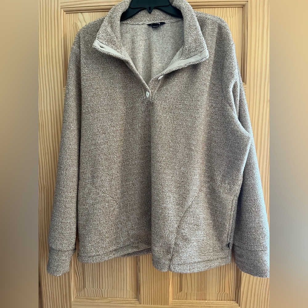 Eddie Bauer Women’s Brown Pullover 1/4 Button with Pockets Size XXL